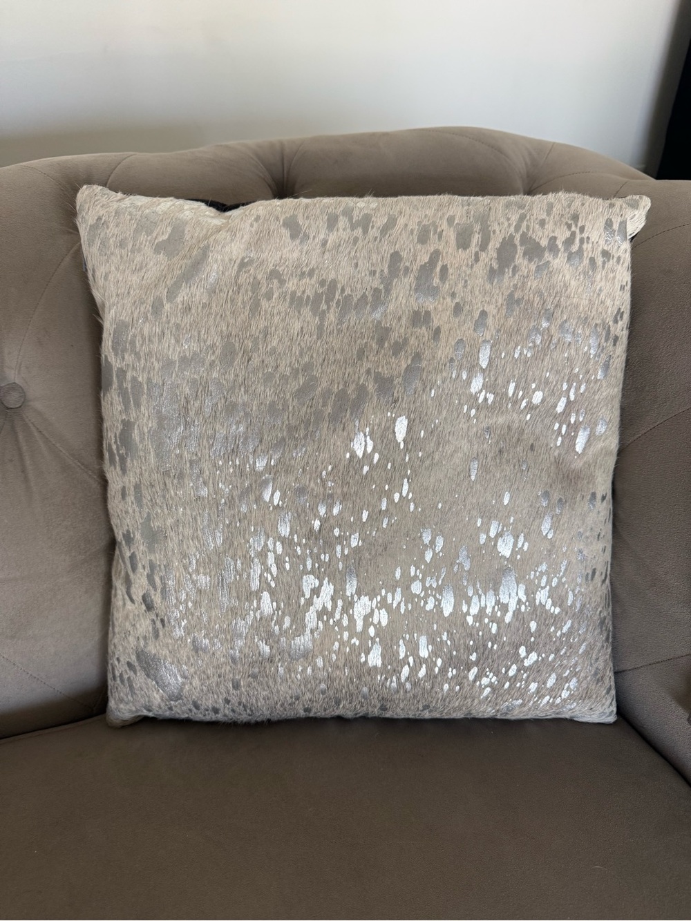 Neutral Silver-Speckled Accent Pillow - Premium Home Accent